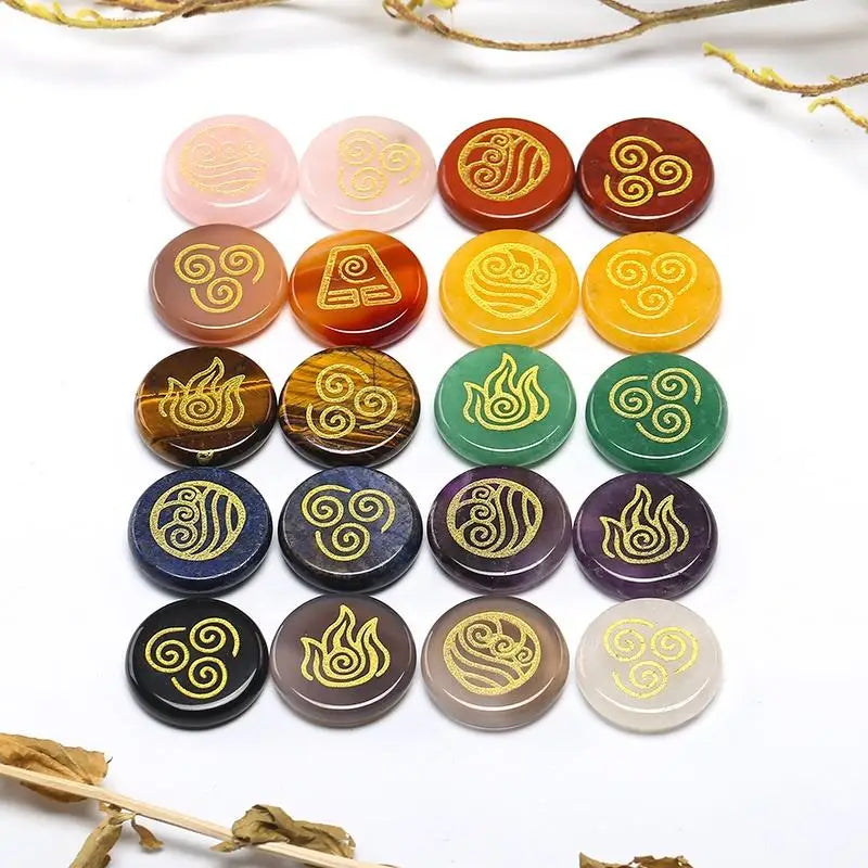Wholesale Polished Gemstone Slice Palm Engraved Pocket Stones for Home Decoration