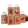 Christmas Tree Snowman Senta Brown Kraft Paper Shopping Package Handle Bag for Gift