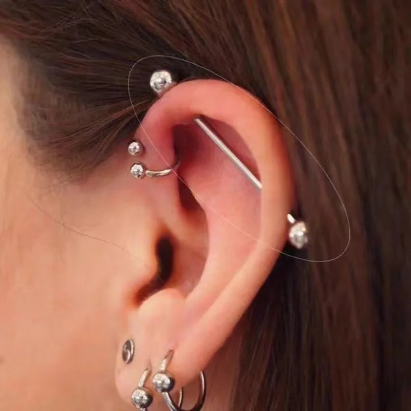 Factory Simple Barbell Piercing Accessories Stainless Steel Ear Bone Nail Silver Tongue Studs Ear Bone Studs Gifts for Women
