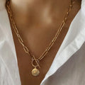 Fatingna Women's Stainless Steel Link Chain Evil Eye Toggle Metal Pendant Necklace Factory Prices Trendy Style