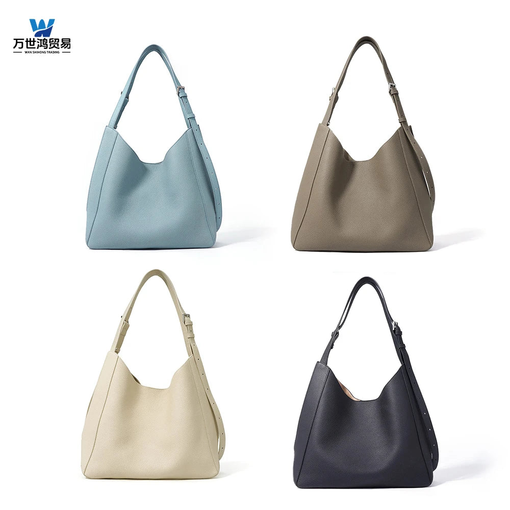This New 2025 Women's Tote Bag Features Genuine Leather Upper Canvas Lining Casual Crossbody Design Open Closure Candy Pattern