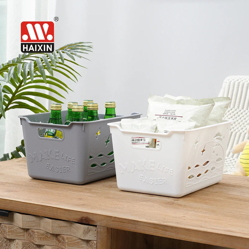 Cabinet and Closet Organizer Open Countertop Sundries Stationery Snacks Storage Box Bins Plastic Imitation Leather Basket