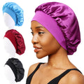 Wholesale RTS Hair Accessories Elastic Band Softy Adult Size Hair Bonnet Satin Sleep Cover Cap Solid Satin Bonnet for Women