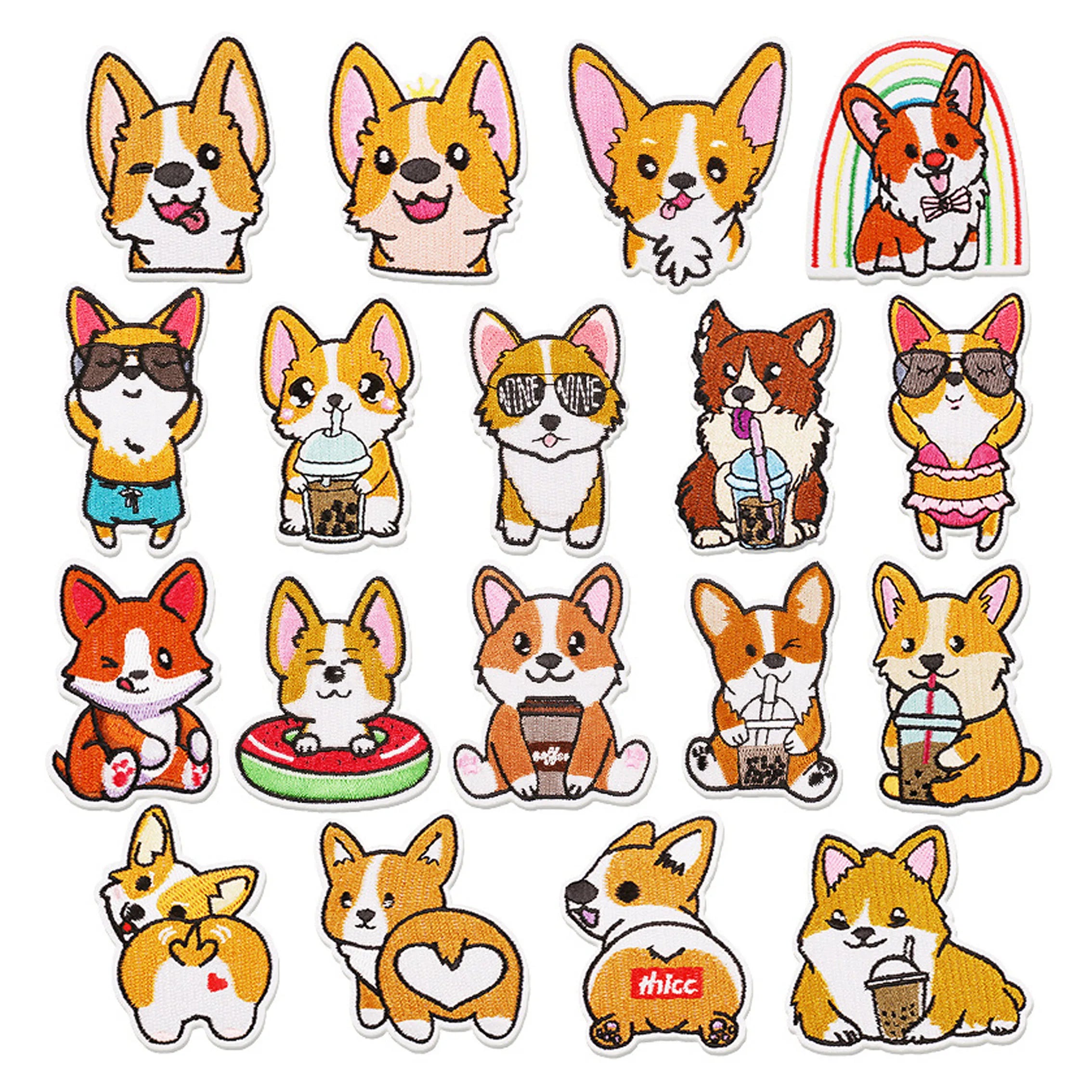 Iron on Embroidery Cute Dog  Corgi Patch for Decoration Gift