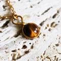 New Arrival Retro Tiger Eye Necklace for Women 18K Gold Stainless Steel Dainty Natural Tiger Eyes Stone Pendant Agate Main Gold