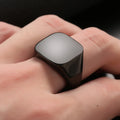 Wholesale Hot Sale Fashion 18K Gold Plated Custom Name Simple Square Stainless Steel Blank Plain Men Ring Jewelry