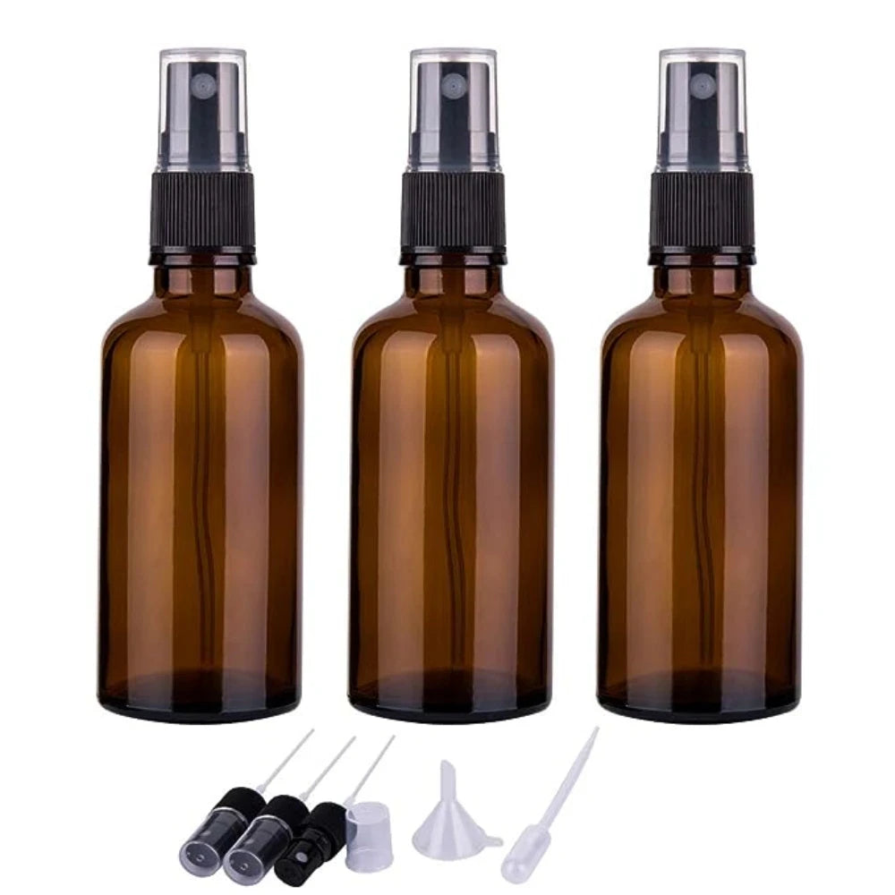 Source Factory Custom 60ml 120ml 2oz 4oz Amber Frosted Boston Round Cosmetic Glass Spray Bottle With Mist