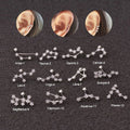 3 Color Available Symbol Sign 12 Zodiac Cartilage Stud Earrings for Women