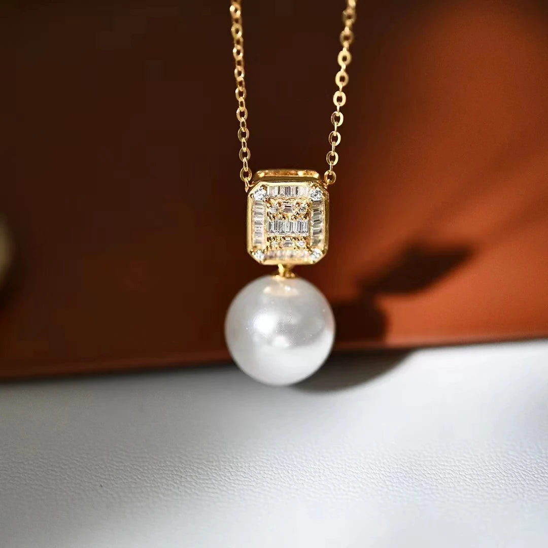 Exquisite AAAA Grade Pearl Pendant Necklace 925 Sterling Silver Gold Silver Plated Edison Pearl 10-11mm Trendy Women's Link