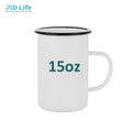 PYD Life Newest 15oz 450ml White Tall Skinny Metal Steel Camping Sublimation Enamel Mug with Black Rim