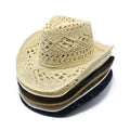 Custom logo Hand Made Hollow Out Straw Hat Breathable Outdoor Sun Protection Mesh Straw  Cowboy Hats for Men Women