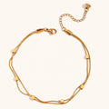 Dingran Hot Sale Double Layer Beaded Anklets Gold Plated Stainless Steel Snake Leg Chain Anklets