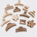 Solid Color Brown Shark Claw Clip for Women Matte Coffee Color Geometric Girl Hair Clips Hot Selling Frosted Large Hairpins