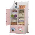 Portable Modern Foldable Kid Wardrobe Plastic Organizer Cube Closet for Living Room and Gym Use