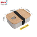 Nicety Stainless Steel Sealproof Lunch Box square Wooden Cover Food Storage Box SUS304 Lunch Box for Adult