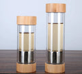 300Ml/400Ml Bamboo Two Side Open Lid Leak-Proof Infused Portable Drinking Water Bottles With Stainless Steel Infuser