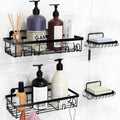 4 Pack Corner Stainless Steel Shower Caddy Shelf Organizer 2 Soap Dishes No Drilling Adhesive Wall-Mounted Shower Storage