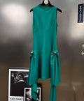 OUDINA Wholesale New High-neck Solid Color Mesh Mini Women Party Bodycon Club Dresses