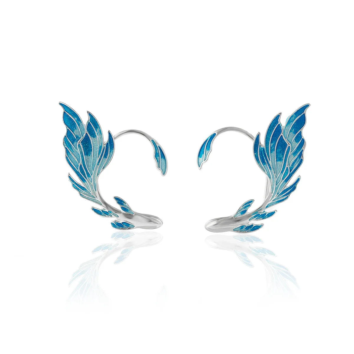 New Fashion Enamel Blue Anime Goldfish Elf Ear Cuff Clip Earring Fairy for Girls Cosplay Jewelry