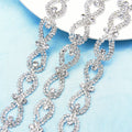 Clear Crystal Rhinestone Bow Array Silver Metal Chain Bling Diamante Decoration Trim for Wedding Dress Belt Garment DIY