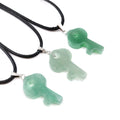 Hongzhuo Crystal Crafts Natural Quartz Crystal Green Aventurine Gemstone love Lock Choker Fashion Couple Pendant Necklace Jewelry