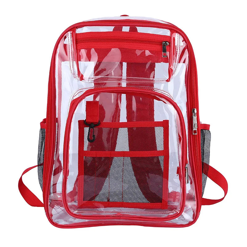 Customized Heavy Duty Transparent PVC School Backpack Unisex Summer Casual Clear Bookbag with Zipper Closure Soft Feature