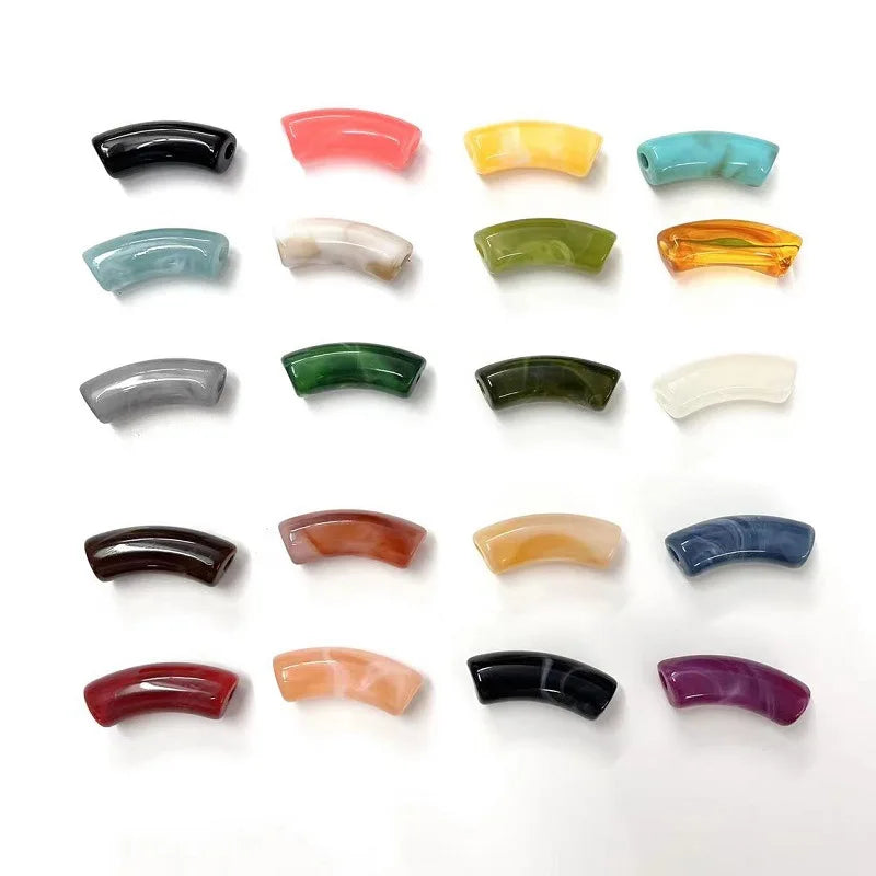 Wholesale Vintage Style 11*35mm Bent Acrylic Bracelet Accessories DIY Loose Beads for Women & Children's Jewelry Selling