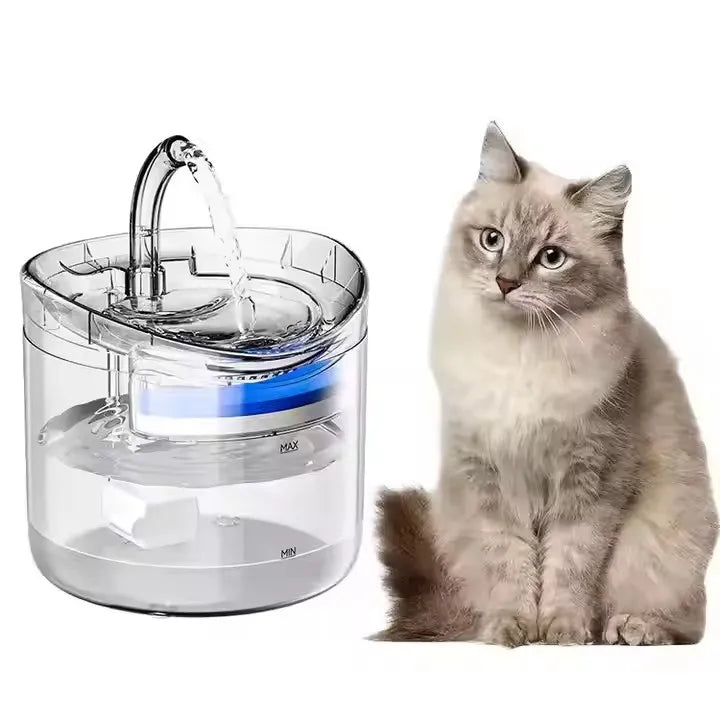 2L Stylish Plastic Pet Water Fountain Dispenser Filters Automatic Cat Drinking Water Bowl for Small Animals Charge Power Source
