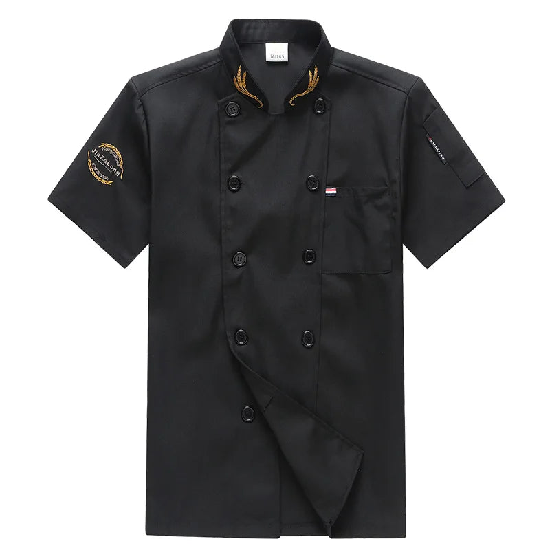 Short Sleeve Collar Restaurant Chef Jacket Top Coffee Shop Bakery Waiter Barber Work Uniforms Wholesale Overalls Hotel Uniform