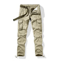 Men's Casual Summer Workwear Pants 100% Cotton Mid Waist Loose Straight Wide Leg Harem Style Flat Front Cargo Pants