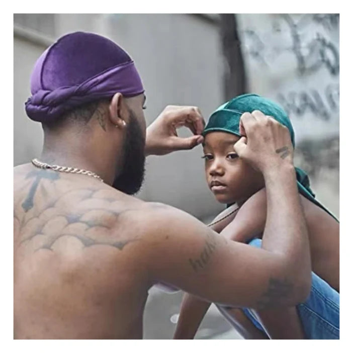 Designer Wave Cap Velvet Durags Custom logo Silk Bonnets and Durags Satin