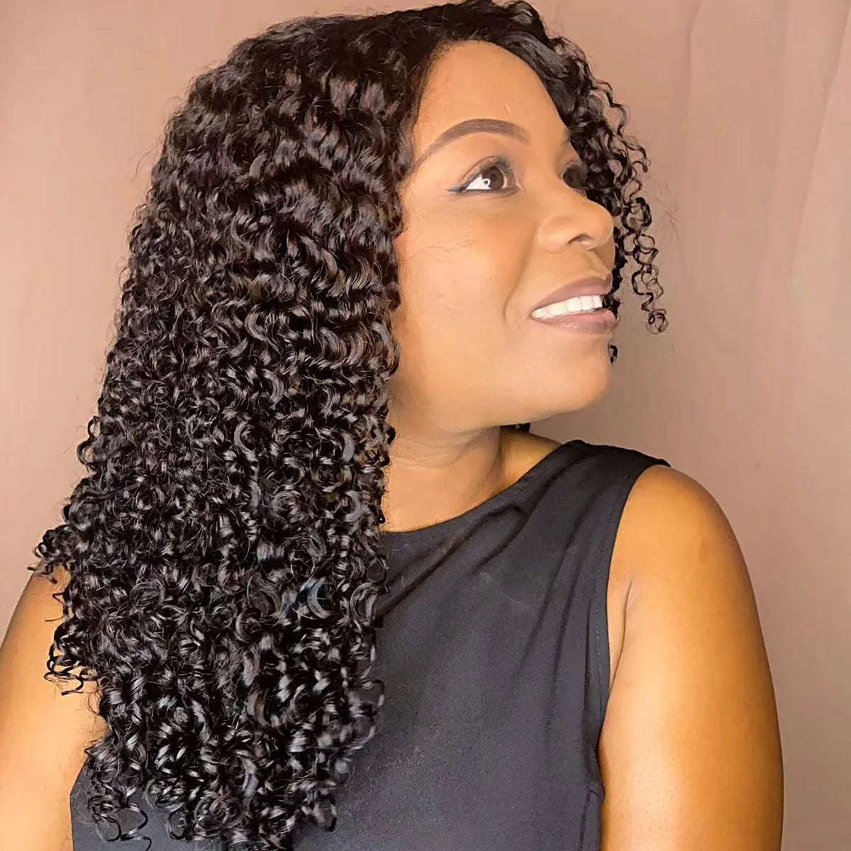 Single Donor Glueless Burmese Human Hair Natural Black Color Pixie Curly Cuticle Aligned Lace Front Wigs