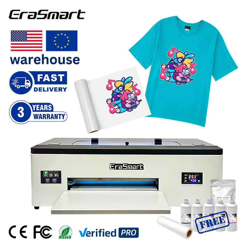 EraSmart Multi-color A3 DTF Printer with White Ink Circulation and Stirring for Printing Pants Hat Jersey 13 Inches DTF 1390