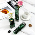 Contemporary Small Waist Clear Crystal Glass Vase Unique Modern Design for Wedding Tabletop Centerpiece or Flower Display