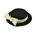 Vintage Bowknot Flat Woolen Hats Lady Woolen Bow Wedding Church Hat Retro Pearl Elegant Top Hat Headdressfor Women