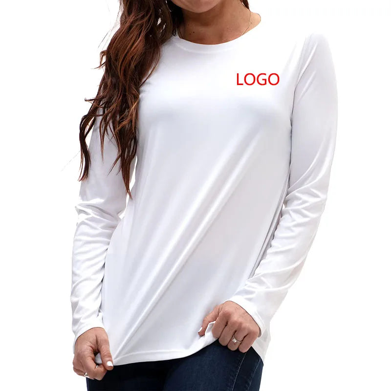 Dtf Heat Transfer Blank Sublimation T-shirts Women Unisex Plain Tshirt Wholesale logo Customize Print T-shirt Long Sleeve Winter