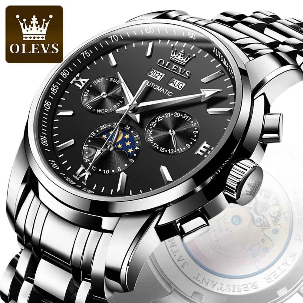 Hot Sale OLEVS 6633 OEM Fashion  Golden Tourbillon Mens Watches Large Dial Automatic Mechanical Watches Men Wrist Luxury Watch
