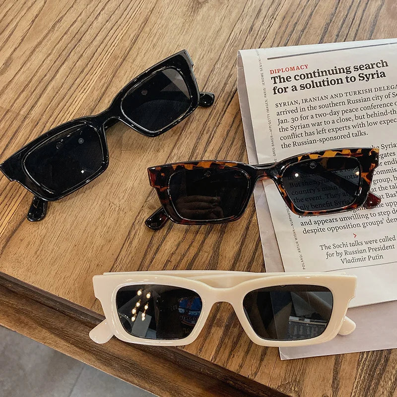Retro Rectangular Bungee Sunglasses Trendy Female Net Red Street Shooting Ins Sunglasses Personality Hip-hop Glasses