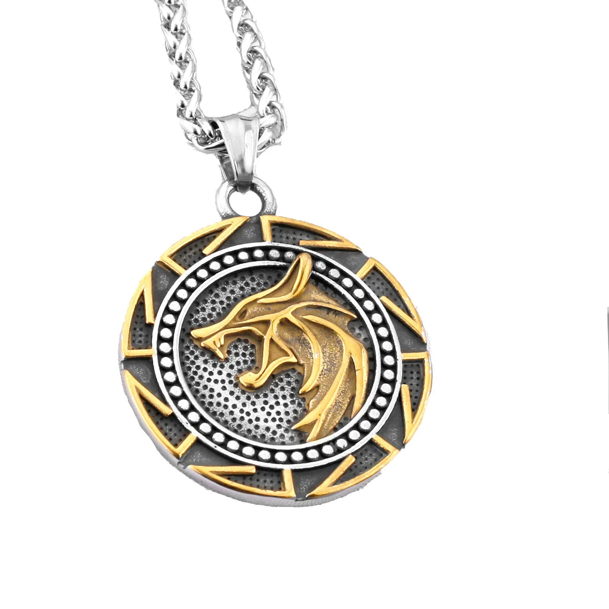 New Selling Nordic Viking Wolf Stainless Steel Viking Rune Pendant Necklace Men's Viking Jewelry