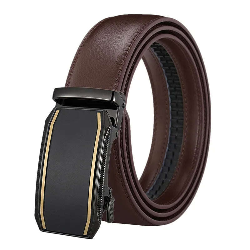 LQbelt Male Automatic Buckle Belt Men Genuine Leather Ratchet Belts for Men Custom Logo Waistband Factory