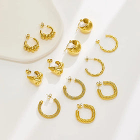 Beimai OEM Children's Trendy 18k Gold Plated Stainless Steel Irregular Gold Twist Earrings