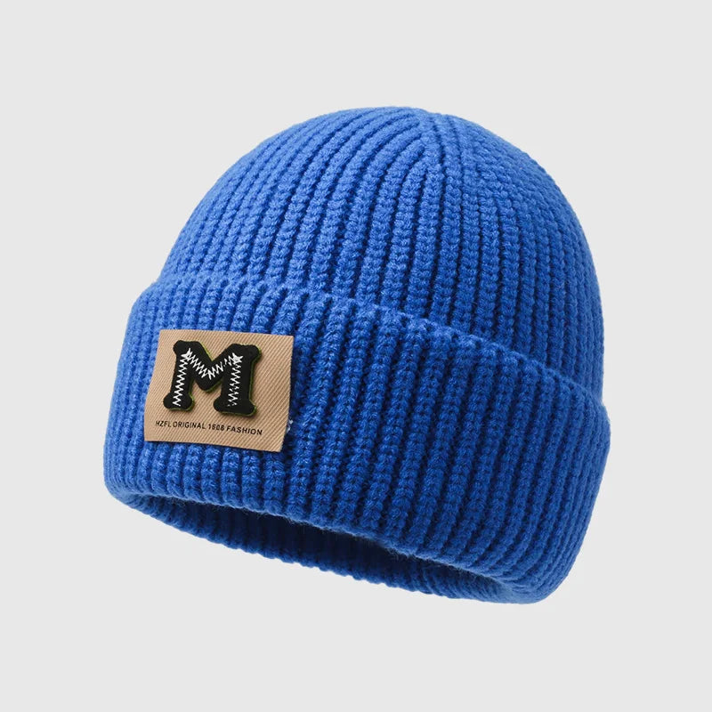 Cheap Outdoor Little Girls Knit Cap Patch logo Thermal Winter Beanie Children Hats