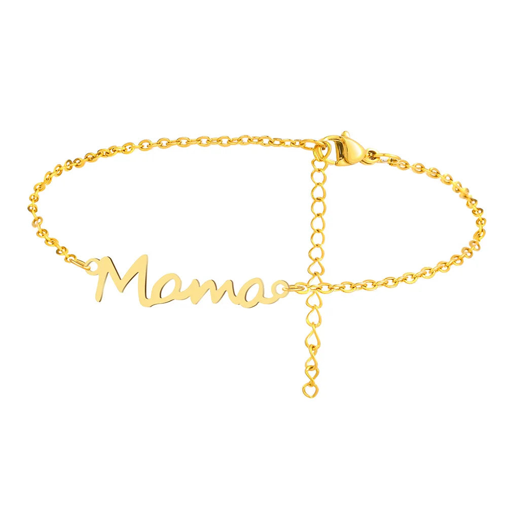 Bilezik Ve Bilezik Hot Sale Stainless Steel Mama Bracelet Gold Plated No Tarnish  Mothers Day Gift 2023