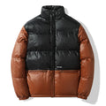 For Vintage Unisex Winter Jacket Men's Women's Thickened Waterproof Metallic Puffer Stand Bubble Woven Breathable Front Logo