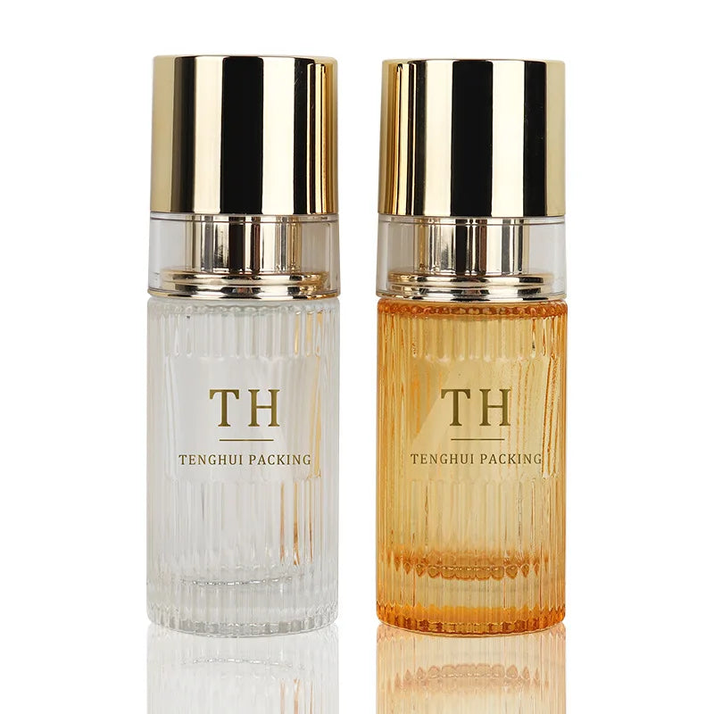 Foundation Glass Bottle Gold Luxury Custom Color 30ml 1oz Cosmetic Packaging Screen Printing Customized Logo Custom Made Dropper