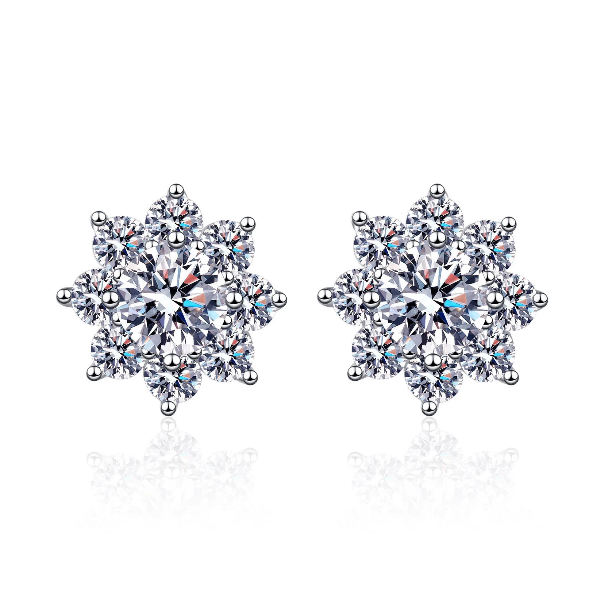 D Color 1Carat Moissanite Stud Earrings for Women Flower Shape 925 Sterling Silver Jewelry GRA Certified