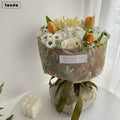 Tondo Retro Oil Painting Design Floral Flower Wrapping Fabric Bouquet for Gift Valentine's Day