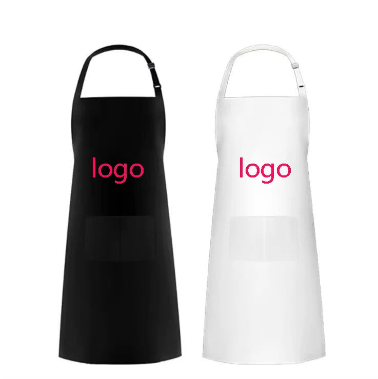 Custom Cotton Waterproof Adjustable Bib Barista Bartender Baker Waitstaff Uniform Work Aprons Kitchen Chef Apron with Pocket