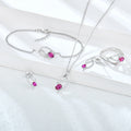 Fine Jewelry Set 925 Sterling Silver Ring Necklace and Earrings Zirconia Jewelry Set Trendy Zircon for Women Egg Shaped Red