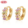 Custom Design logo Zirconia Cluster 18k Gold Coated Brass baguette Huggie Elegant Earrings Women